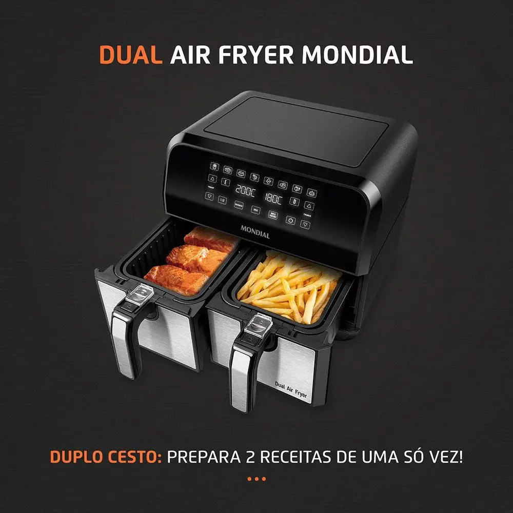 Fritadeira Elétrica Sem Óleo Air Fryer Mondial Afd-01-bi 8l 2